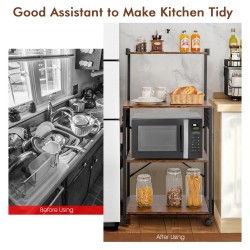 Teollinen keittiöhylly neljällä tasolla, rustiikkinen ruskea