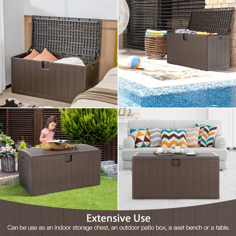 Suuri ruskea HDPE-säilytyslaatikko ulkokäyttöön 400L