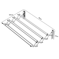 Tilaa säästävä laajennettava pyyheteline 8 tangolla hopea