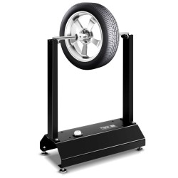 Moottoripyörän pyörän tasapainotin säädettävillä keskitinkartioilla musta