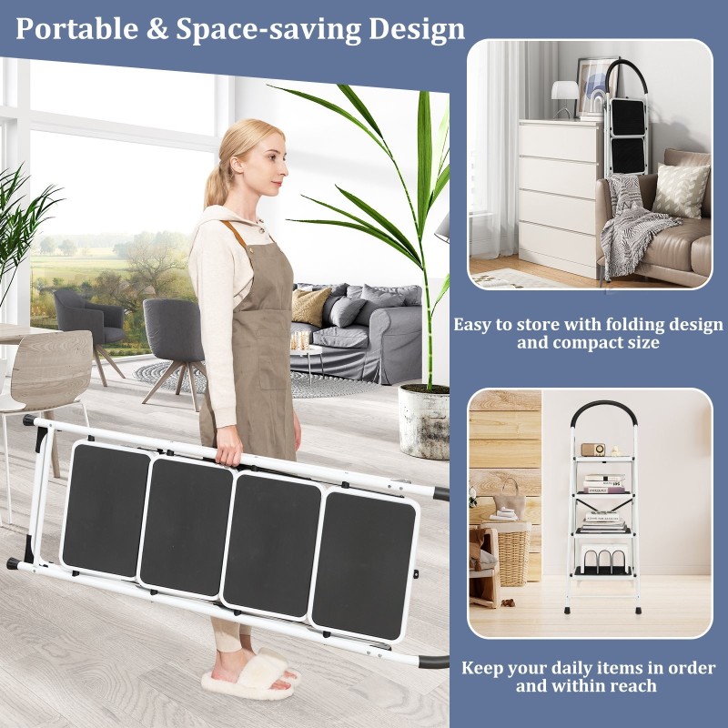 Taitettava liukumaton 4-portainen tikas leveällä alustalla