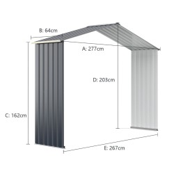 Puutarhavajan säänkestävä laajennussarja, harmaa, 1,77 m²