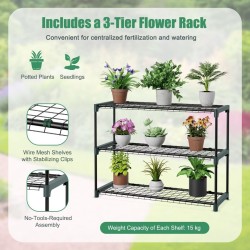 Käveltävä kasvihuone vihreä 3-tasoinen hyllyllä 200x100x215cm