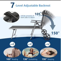 Alumiininen harmaa taitettava aurinkotuoli pyörillä ulkokäyttöön