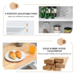 Liikuteltava keittiösaareke valkoisella kumipuupinnalla ja säilytystilalla