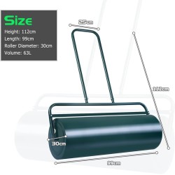 Vihreä kestävä 63L puutarhanurmikon jyrä u-kahvalla