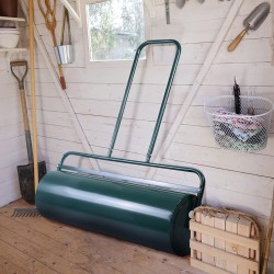 Vihreä kestävä 63L puutarhanurmikon jyrä u-kahvalla