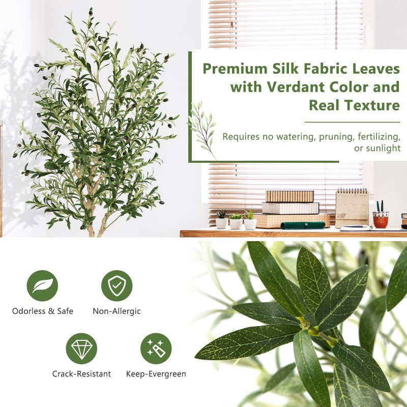 Kaksi suurta keinotekoista oliivipuuta vihreä 182 cm