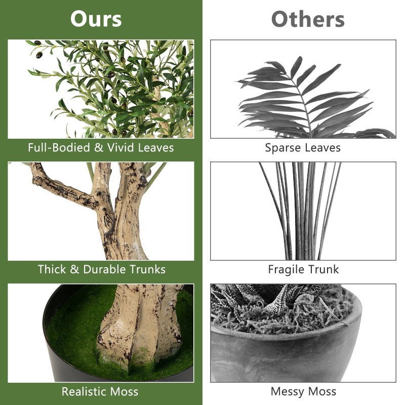 Kaksi suurta keinotekoista oliivipuuta vihreä 182 cm