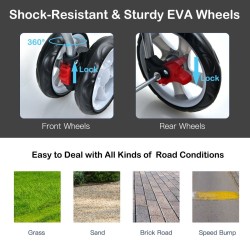 Musta lemmikkikärry, säädettävä katos, 15 kg kantavuus