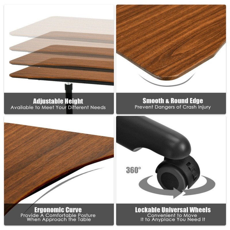 Korkeussäädettävä kannettavan pöytä pyörillä kotiin ja toimistoon