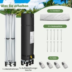 Suuri valkoinen pop-up-aurinkosuojateltta pyörillä ulkokäyttöön