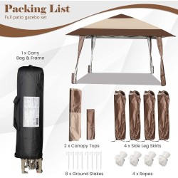 Rullattava pop-up paviljonki pyörillä, 4x4 m, beige