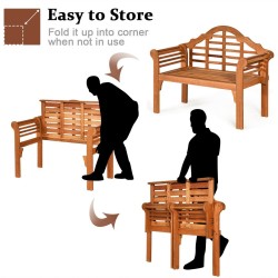 Taitettava eukalyptuspuupenkki ulkokäyttöön, luonnonväri, 123x54x96 cm