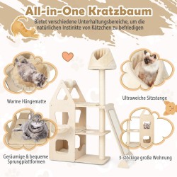 Monitasoinen kissapuu sisalilla ja plyysillä - luonnonväri