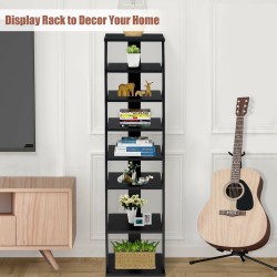 Musta pystysuuntainen kenkäteline 7 hyllyllä