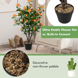 Keinotekoinen kameliapuu vihreä keltainen kukkiva koristekasvi