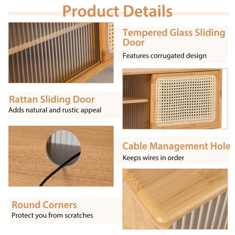 Moderni bambu tv-taso 55 tuuman televisiolle luonnollinen