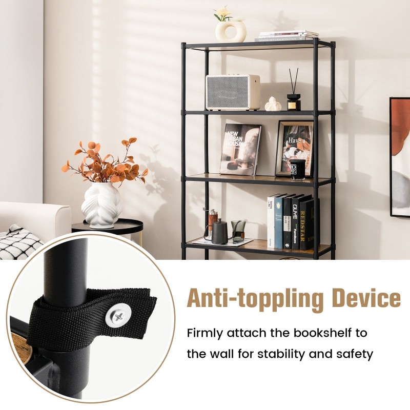 Viiden tason puinen kirjahylly olohuoneeseen, makuuhuoneeseen, toimistoon