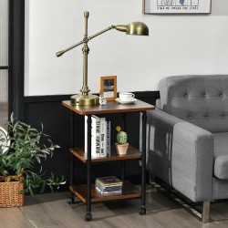 Kolmitasoinen säädettävä tulostinteline pyörillä, ruskea