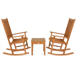 Kolmen osan eukalyptus keinutuolisetti pöydällä ulkokäyttöön