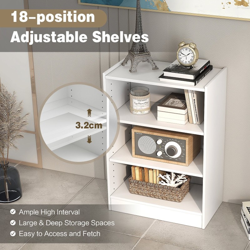 Valkoinen 3-tasoinen kirjahylly kaatumisenestolla