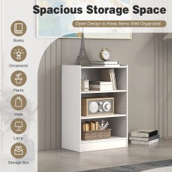 Valkoinen 3-tasoinen kirjahylly kaatumisenestolla