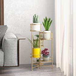 Kokoontaitettava kultainen metallinen 6-tasoinen kukkateline