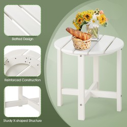 Valkoinen säänkestävä ulkosivupöytä kierrätetystä HDPE-muovista