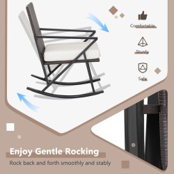 Kolmen osan ruskea rottinkinen bistrosetti keinutuoleilla