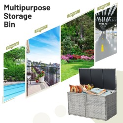 Harmaa 330L 2-tasoinen ulkokäyttöön PE-rottinkinen säilytyslaatikko