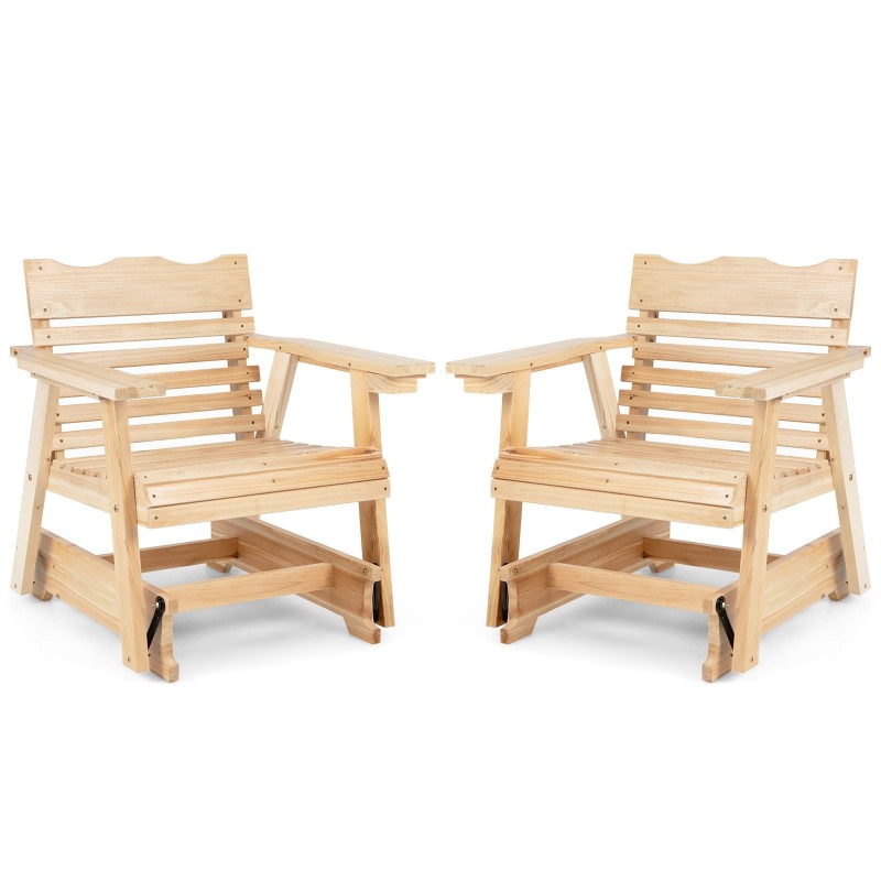 Puinen keinutuoli leveillä käsinojilla, luonnollinen väri