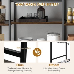 Rustiikkinen viinikaappi lasitelineellä ja hyllyillä, ruskea