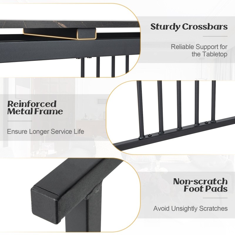Musta kapea konsolipöytä marmorikuvioisella kannella 120 cm