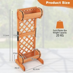 Puinen korkea istutuslaatikko säleiköllä, oranssi, 45,5x36x113 cm