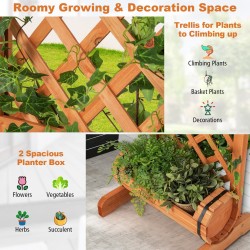 Puinen korkea istutuslaatikko säleiköllä, oranssi, 45,5x36x113 cm