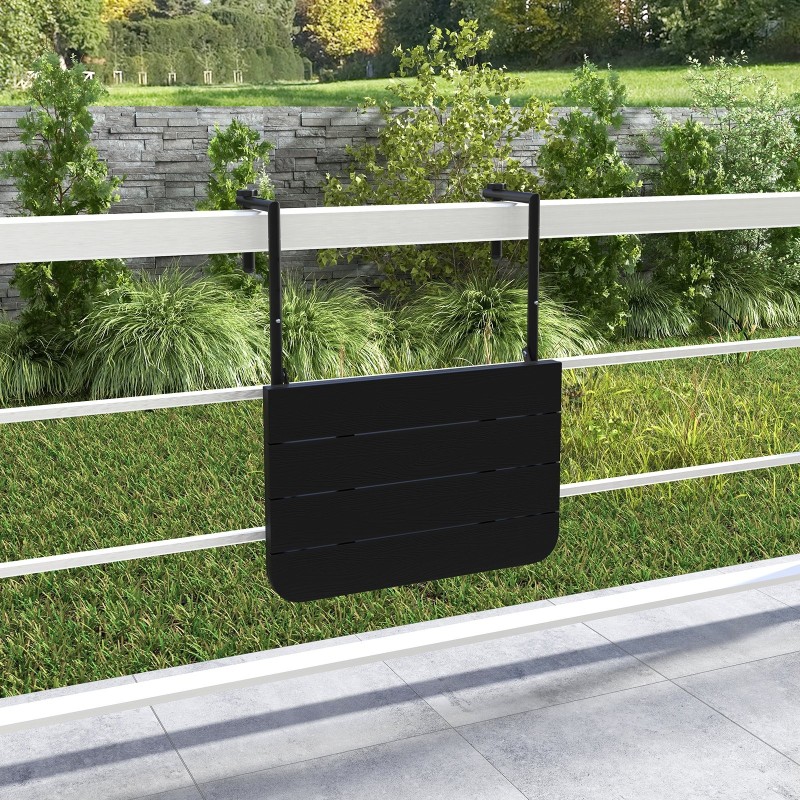 Taitettava kaidepöytä, säädettävä korkeus, musta, ulkokäyttöön