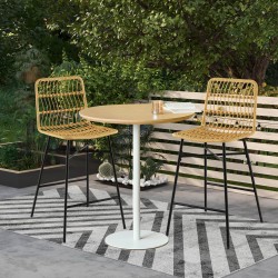 Keltainen rattan-barhakkarasetti, 2 kpl, 104 cm korkea