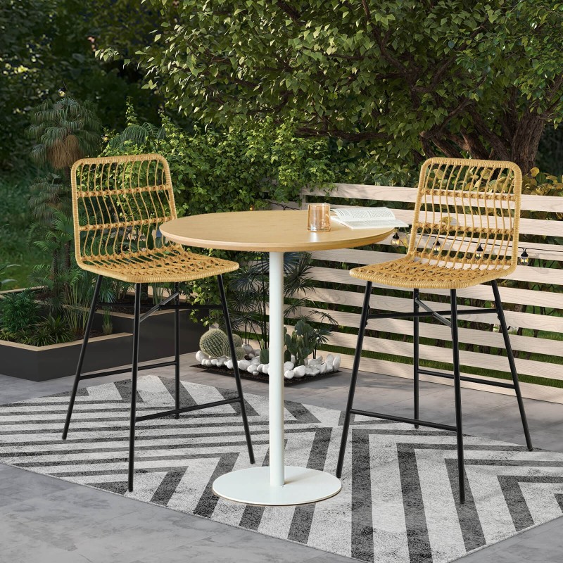 Keltainen rattan-barhakkarasetti, 2 kpl, 104 cm korkea