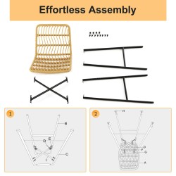 Keltainen rattan-barhakkarasetti, 2 kpl, 104 cm korkea