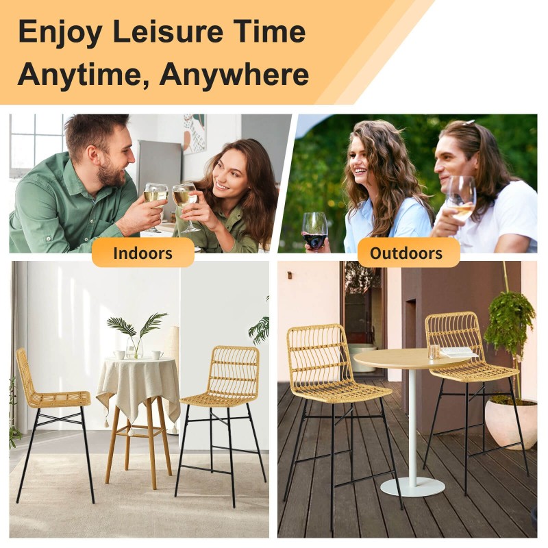 Keltainen rattan-barhakkarasetti, 2 kpl, 104 cm korkea