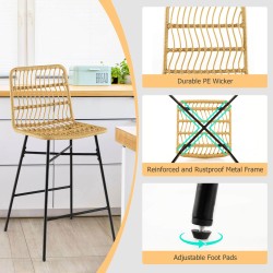 Keltainen rattan-barhakkarasetti, 2 kpl, 104 cm korkea