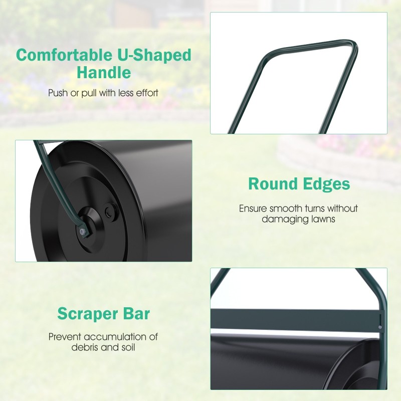 60L musta puutarhajyrä U-kahvalla ja tyhjennystulpalla