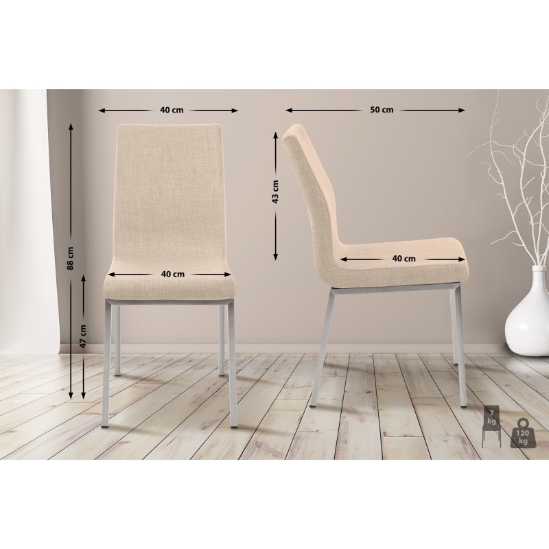 Colmar tyylikäs ruokatuoli kangasverhoilulla ja korkealla selkänojalla