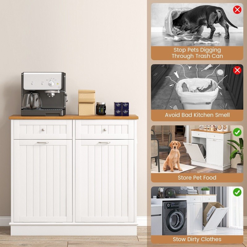 Kippimallinen valkoinen roskakaappi keittiöön ja säilytykseen