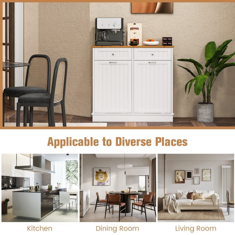 Kippimallinen valkoinen roskakaappi keittiöön ja säilytykseen