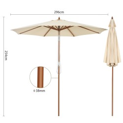 Puinen terassivarjo 300 cm, kallistettava, beige