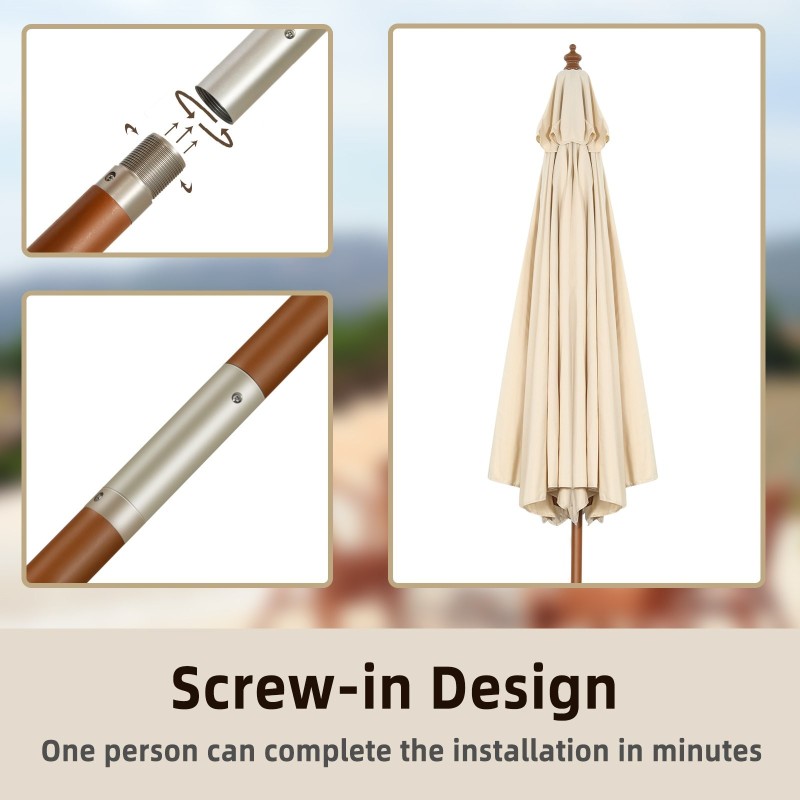 Puinen terassivarjo 300 cm, kallistettava, beige