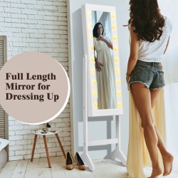 Valkoinen korukaappi säädettävällä peilillä ja 18 LED-valolla