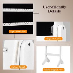 Valkoinen korukaappi säädettävällä peilillä ja 18 LED-valolla